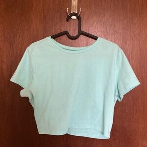 Wild Fable Women’s Light Blue Cropped Short Sleeve Crop Top